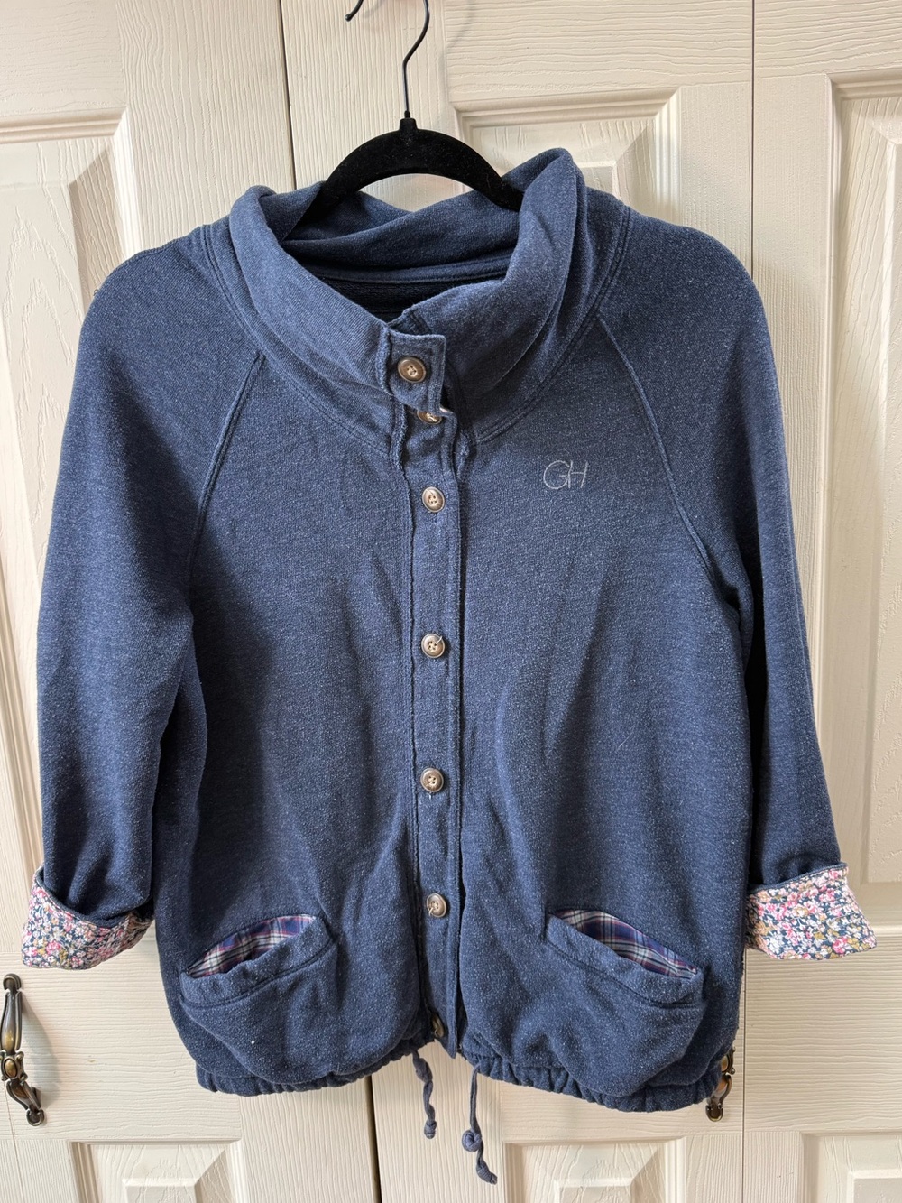 Gilly Hicks Sydney Y2K Denim-Style Button Front Cardigan Jacket Women’s Size L
